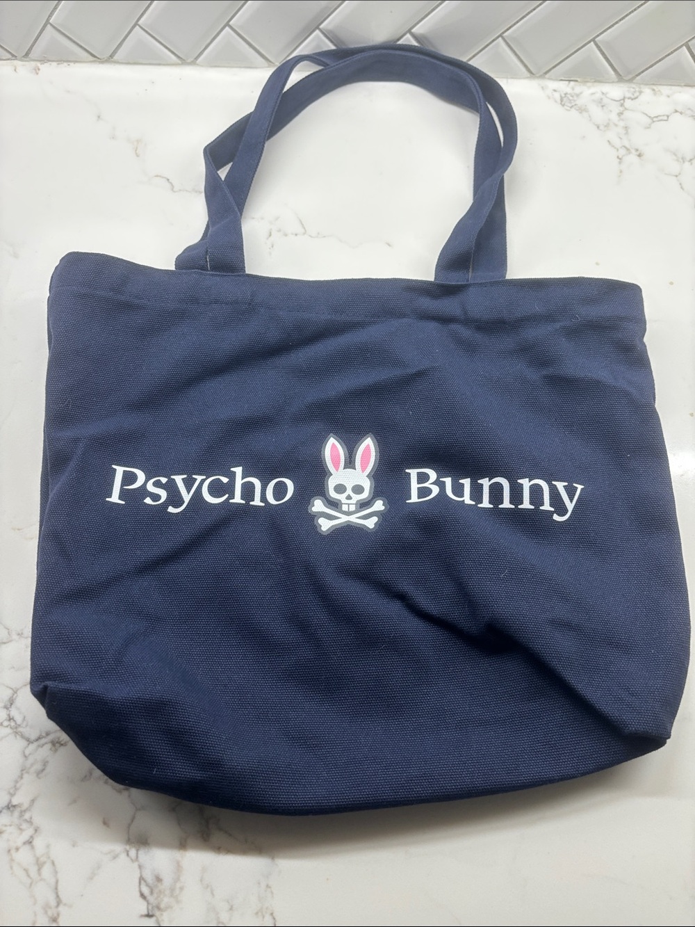 *NEW* Psycho Bunny Navy Tote with Pink-Eared Skull Logo